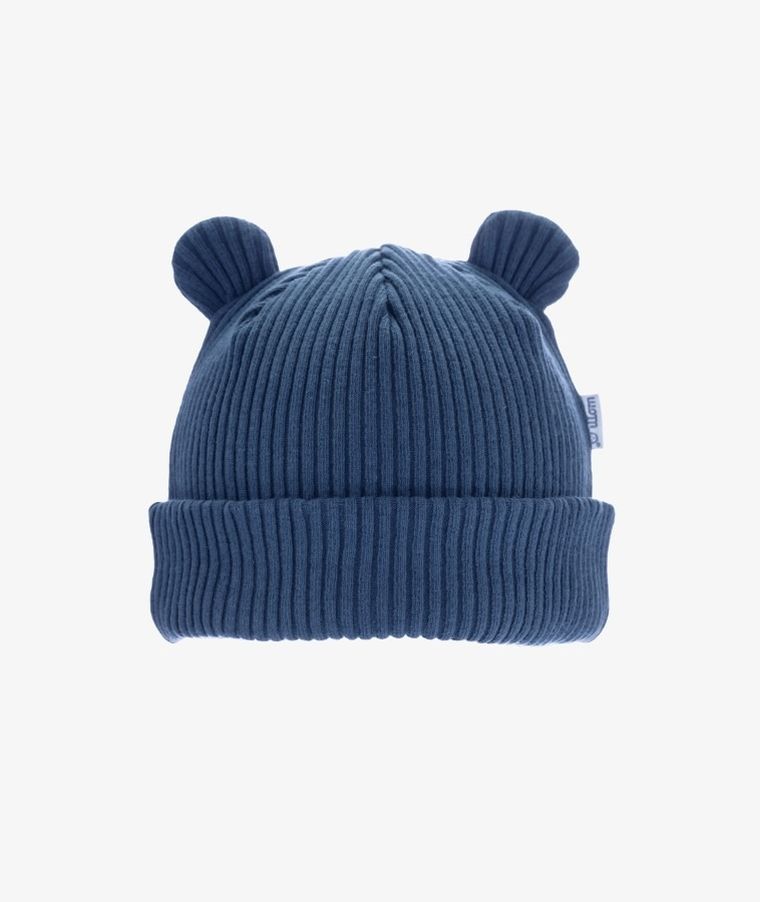 Czapka dziecięca, prążkowana, niebieska, Iltom