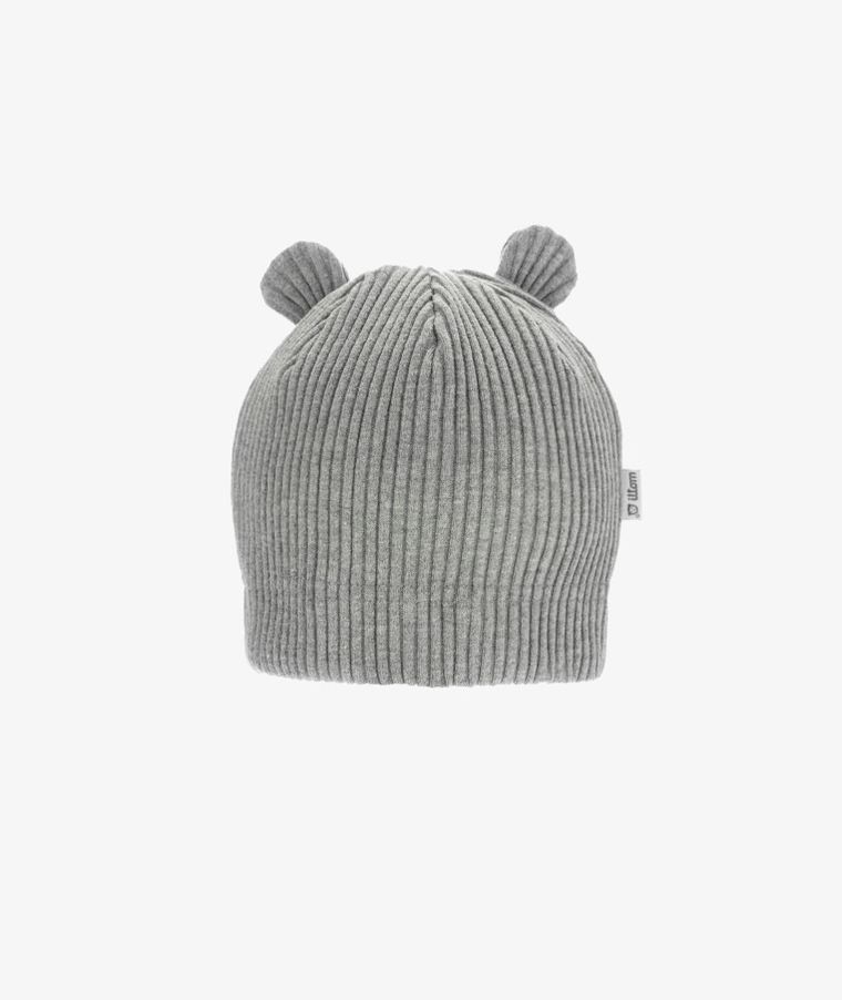 Czapka dziecięca, prążkowana, szara, Iltom