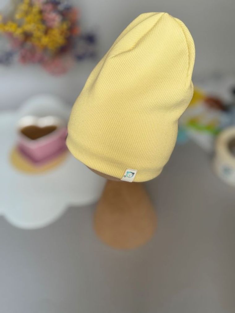 Czapka dziecięca, prążkowana, żółta, Iltom