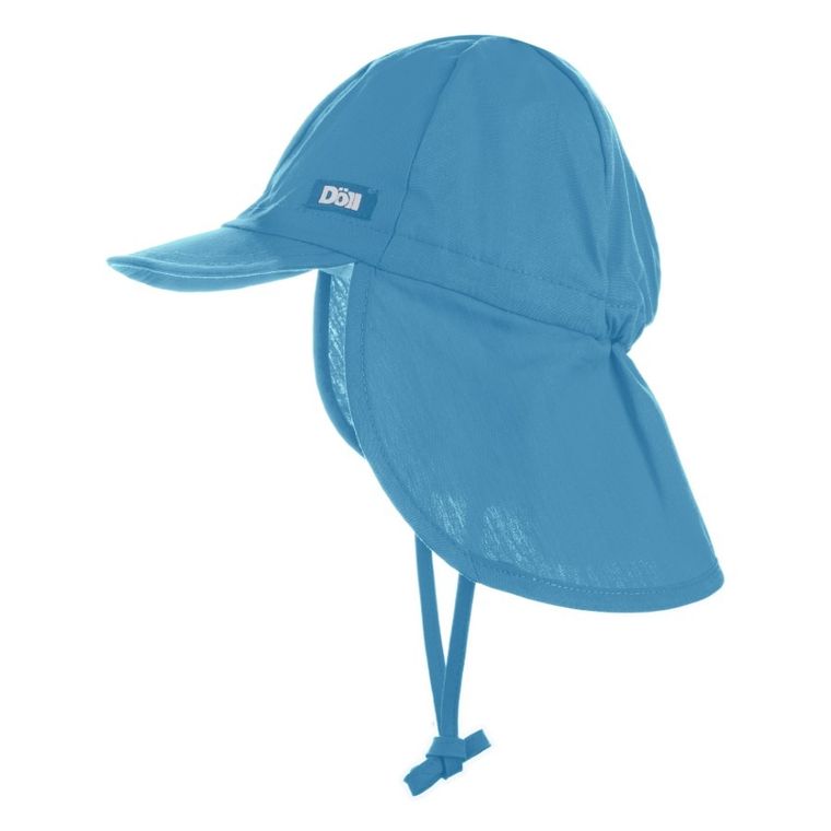 Czapka dziecięca safari, wiązana, niebieska, Döll