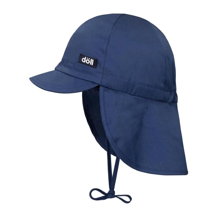 Czapka dziecięca safari, wiązana, niebieska, Döll