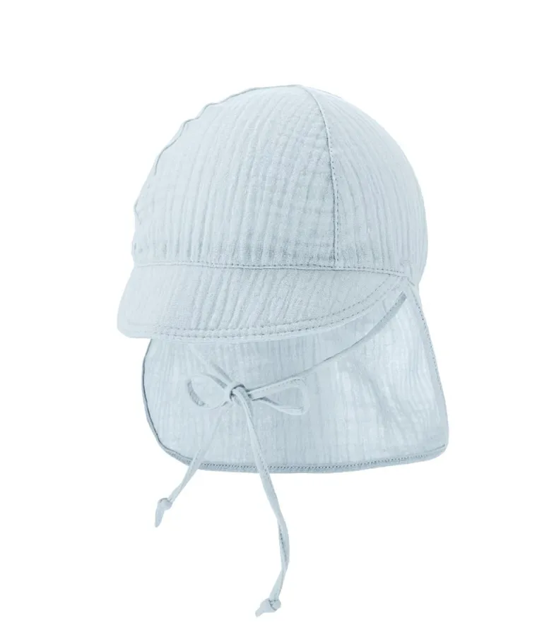 Czapka dziecięca safari, wiązana, niebieska, Iltom