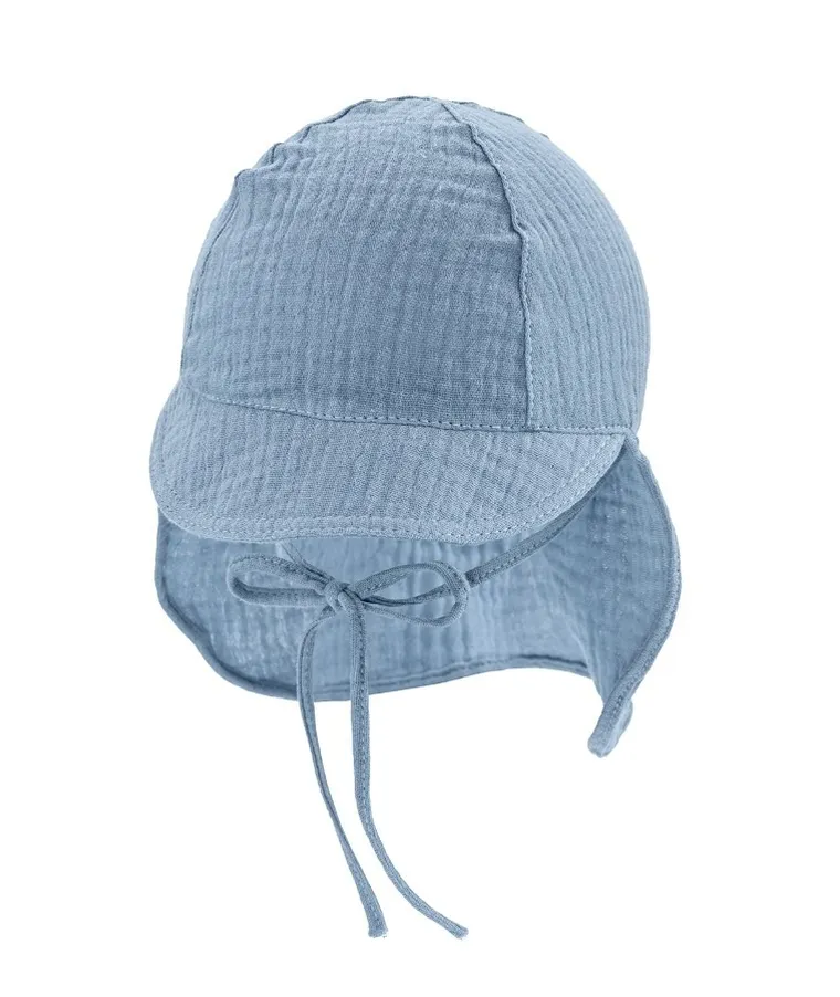 Czapka dziecięca safari, wiązana, niebieska, Iltom