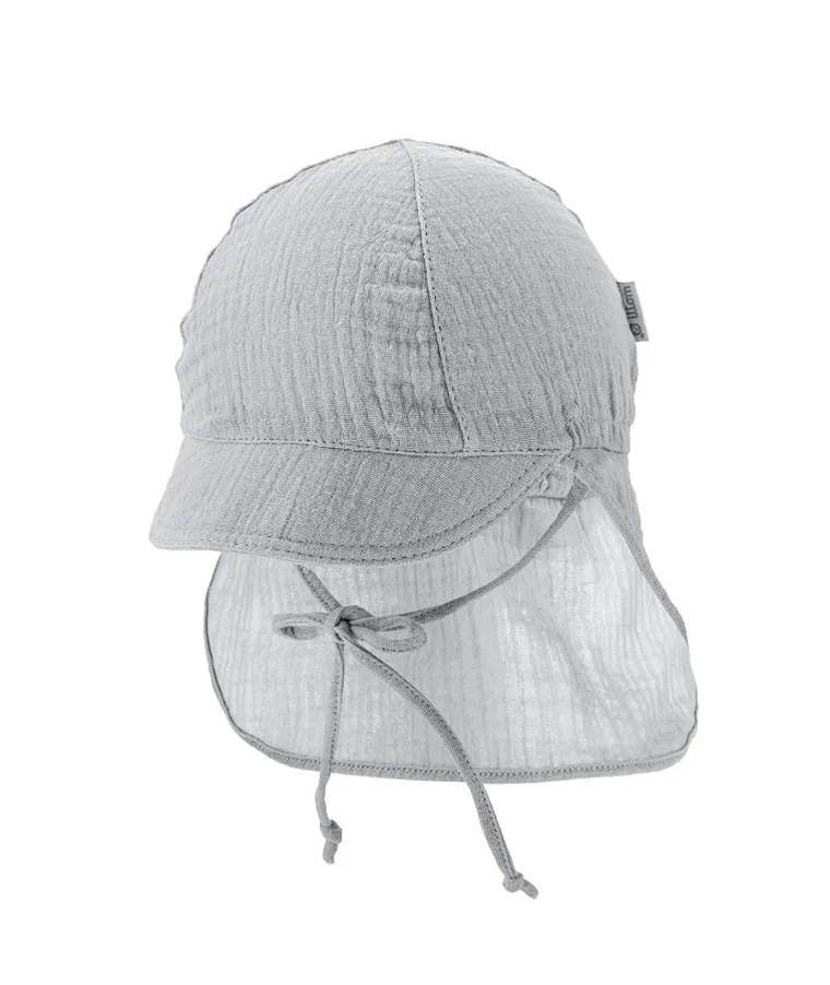 Czapka dziecięca safari, wiązana, szara, Iltom