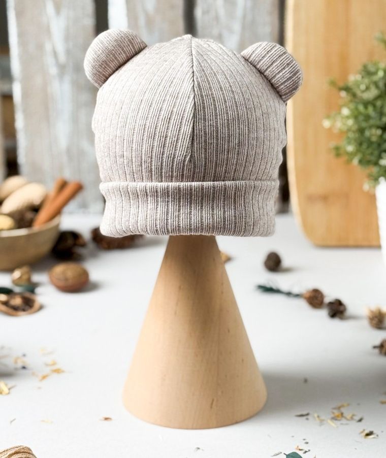 Czapka dziecięca, sweterkowa, beżowa, Iltom