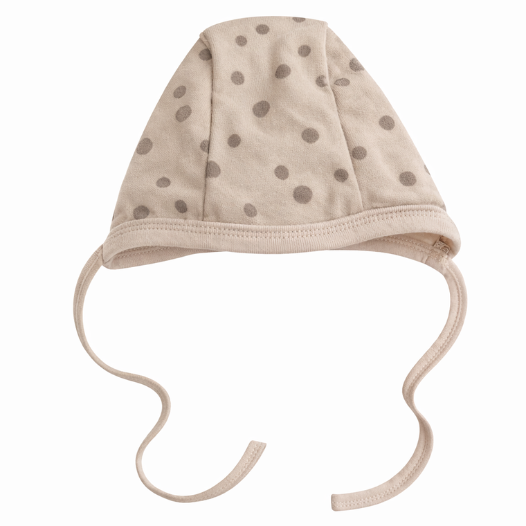 Czapka dziecięca, wiązana, beżowa, Eevi