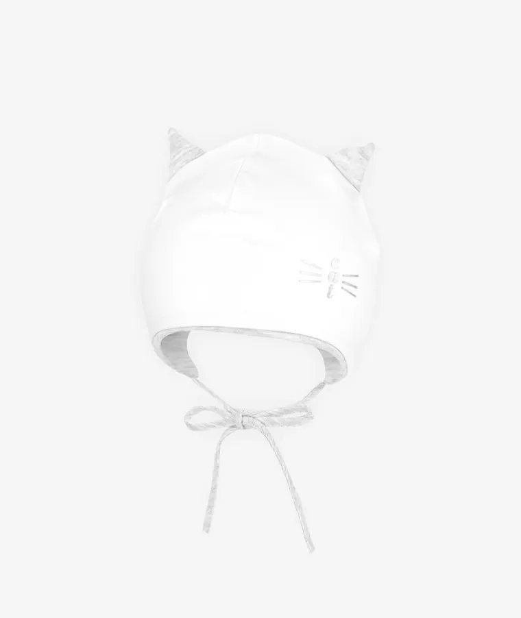 Czapka dziecięca, wiązana, biała, Iltom