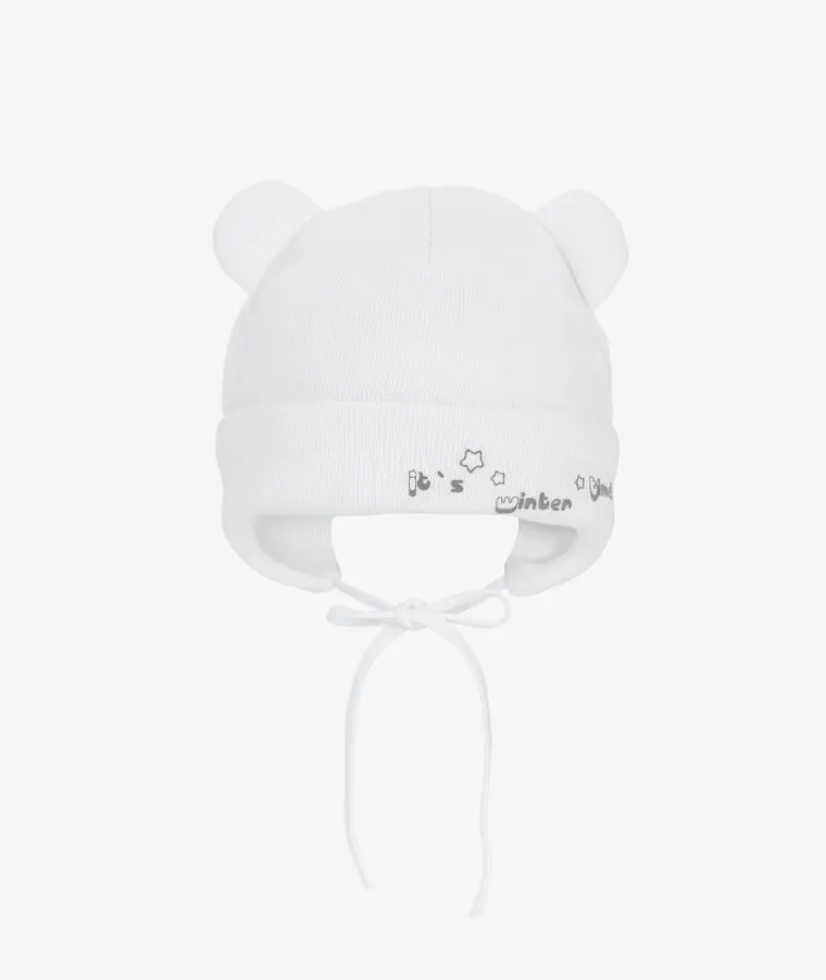 Czapka dziecięca, wiązana, biała, Iltom