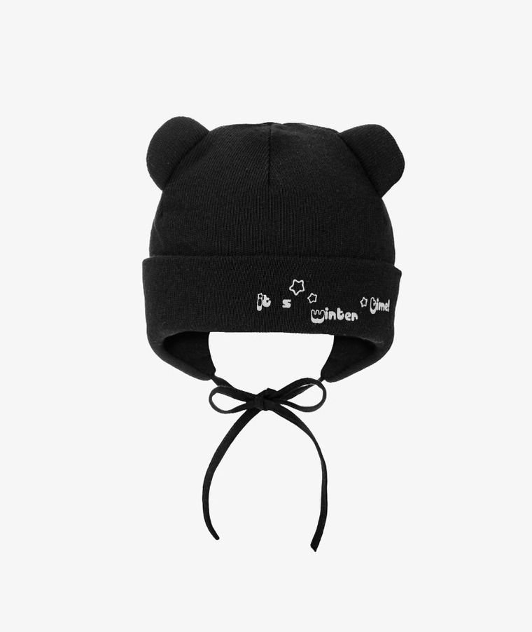Czapka dziecięca, wiązana, czarna, Iltom