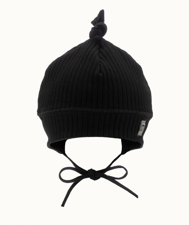 Czapka dziecięca, wiązana, czarna, Iltom