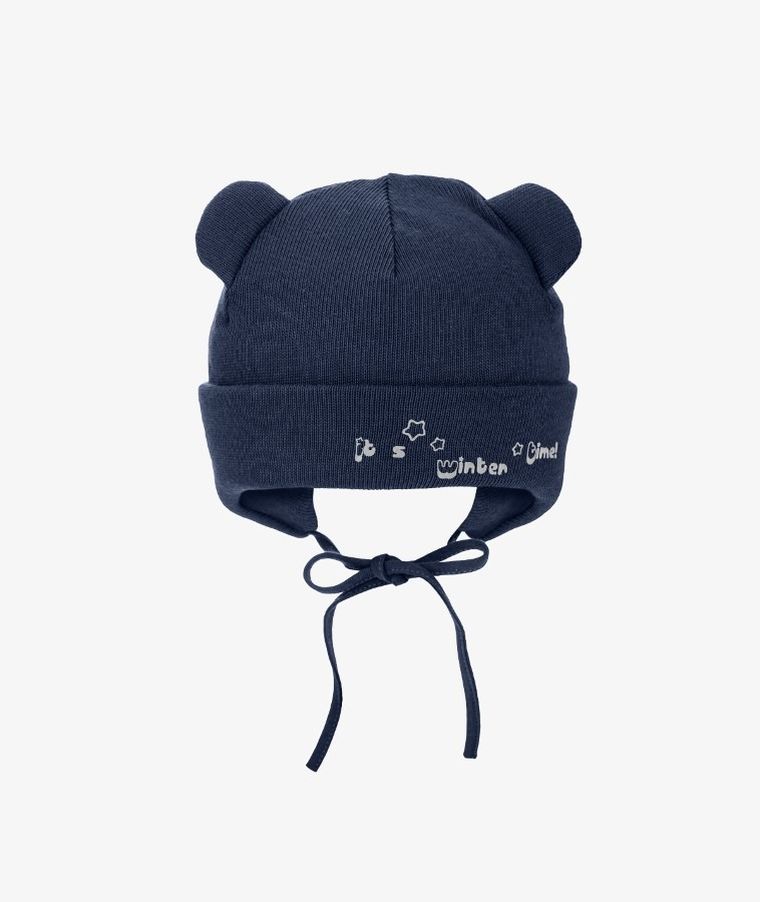 Czapka dziecięca, wiązana, granatowa, Iltom