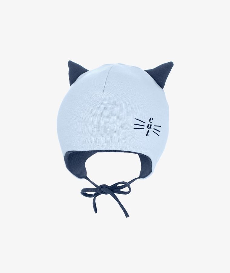 Czapka dziecięca, wiązana, niebieska, Iltom