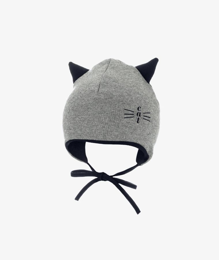 Czapka dziecięca, wiązana, szara, Iltom