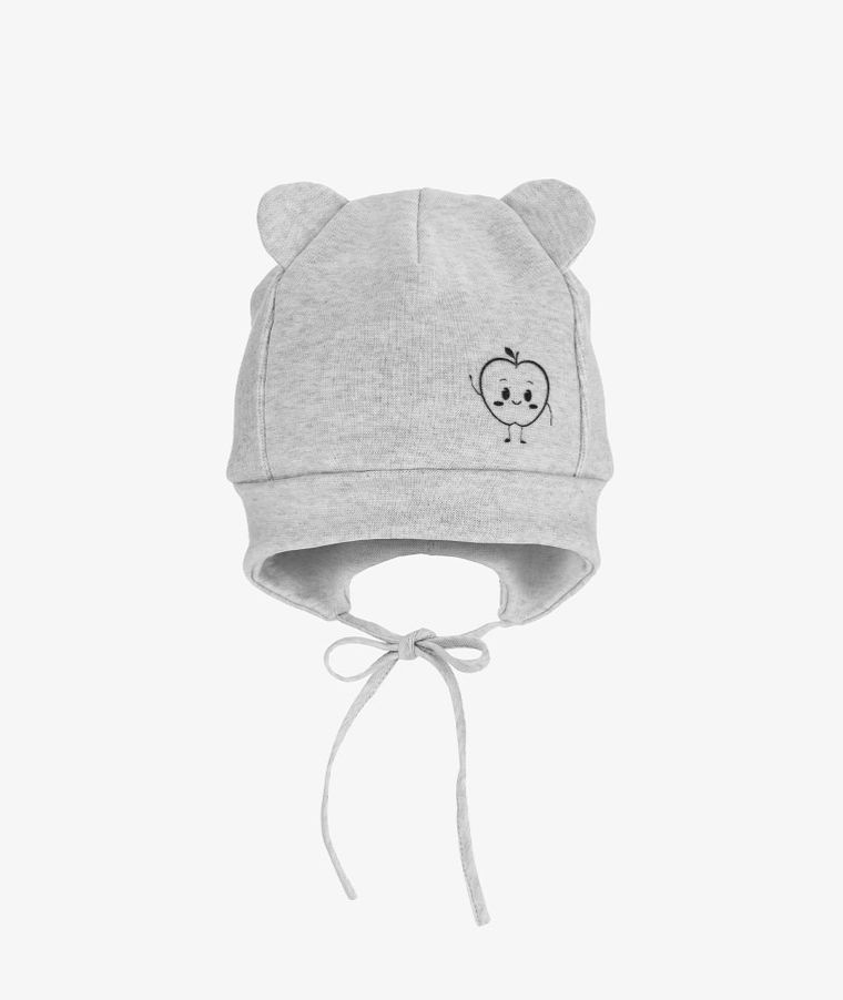 Czapka dziecięca, wiązana, szara, Iltom