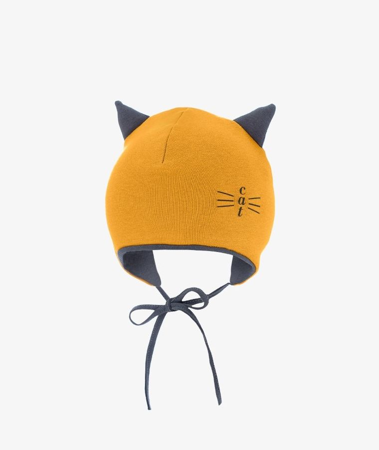 Czapka dziecięca, wiązana, żółta, Iltom