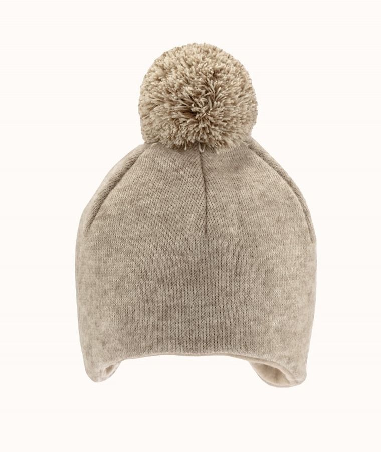 Czapka dziecięca z pomponem, beżowa, Iltom