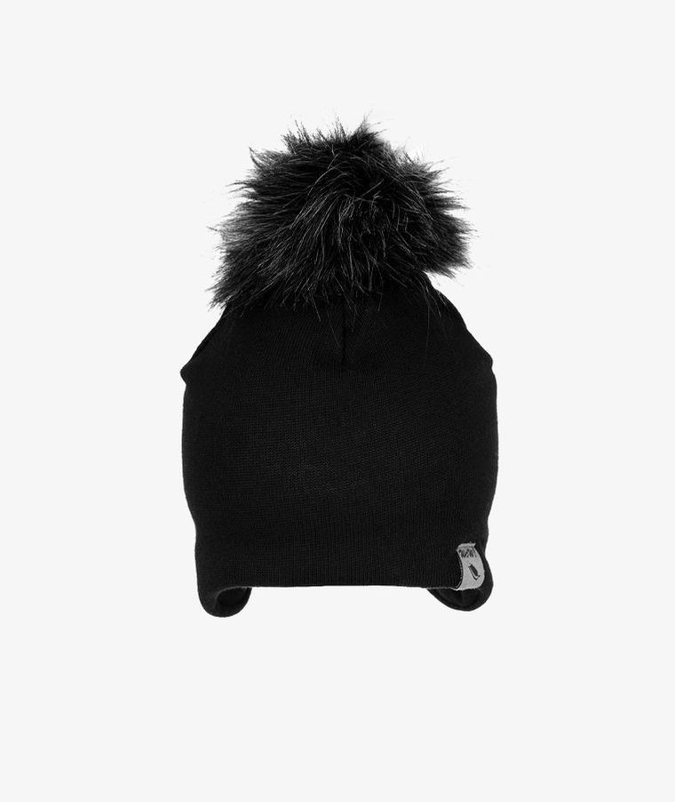 Czapka dziecięca z pomponem, czarna, Iltom