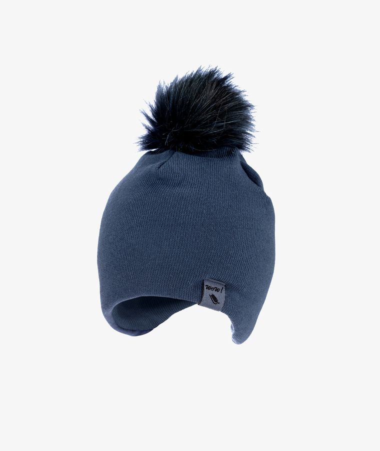 Czapka dziecięca z pomponem, granatowa, Iltom