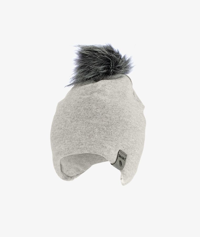 Czapka dziecięca z pomponem, szara, Iltom