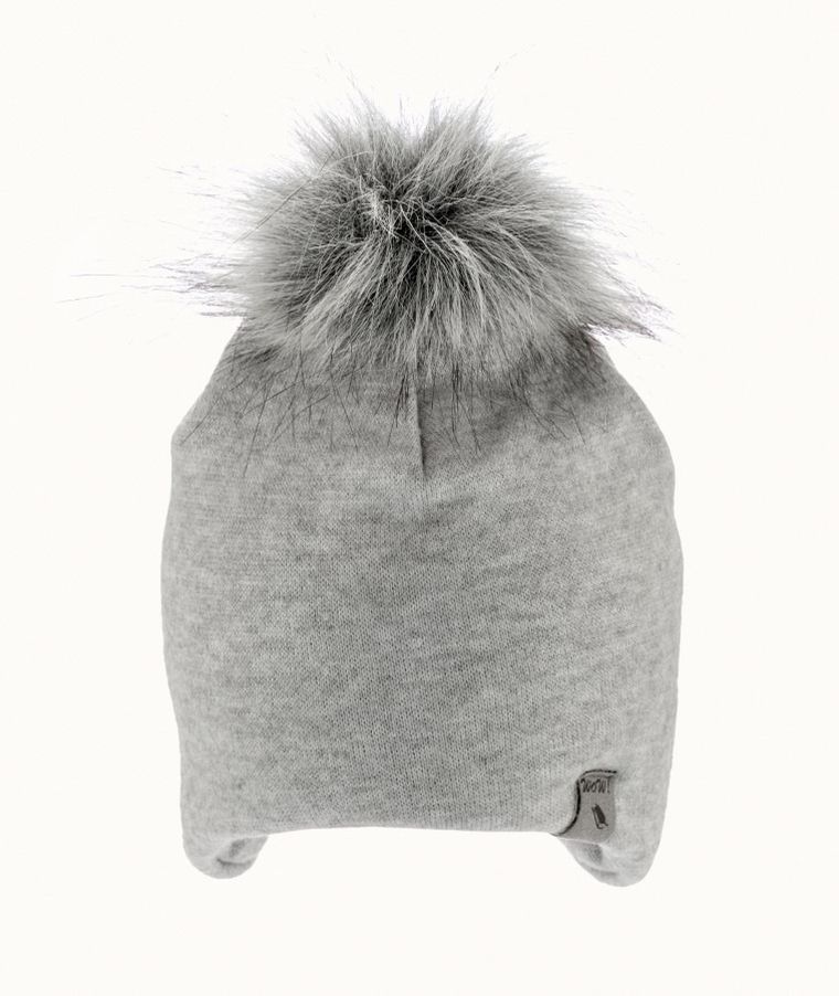 Czapka dziecięca z pomponem, szara, Iltom