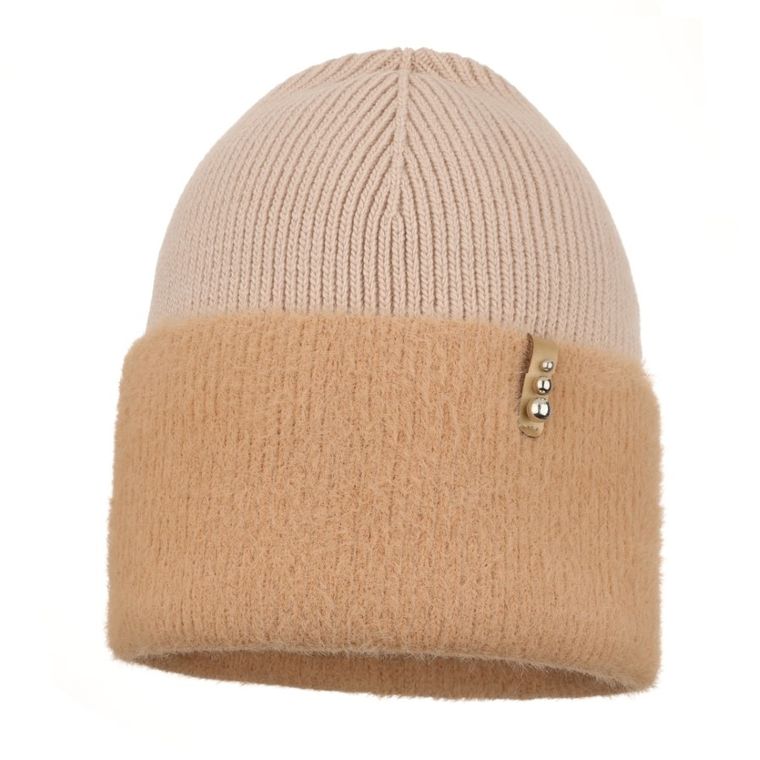 Czapka dziewczęca, beżowa, Ambra