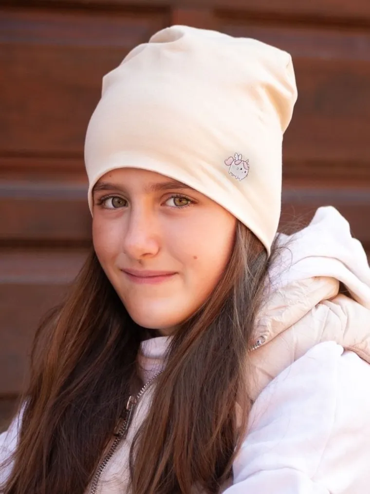 Czapka dziewczęca, beżowa, Yoclub