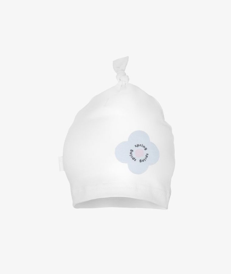 Czapka dziewczęca, biała, kwiatek, Iltom