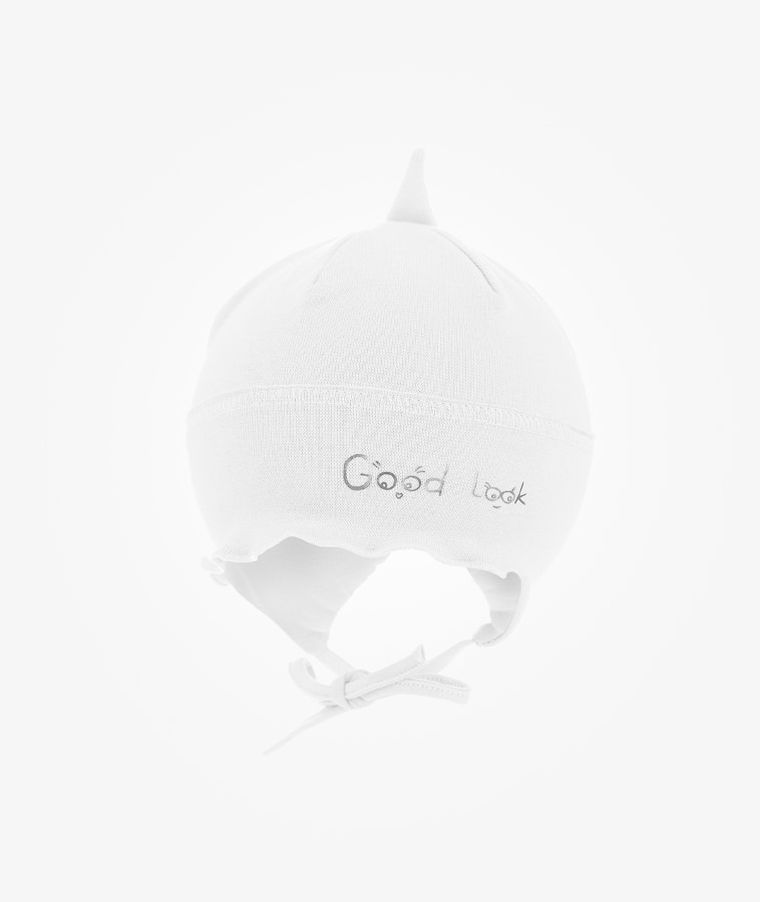 Czapka dziewczęca, biała, wiązana, Good look, Iltom