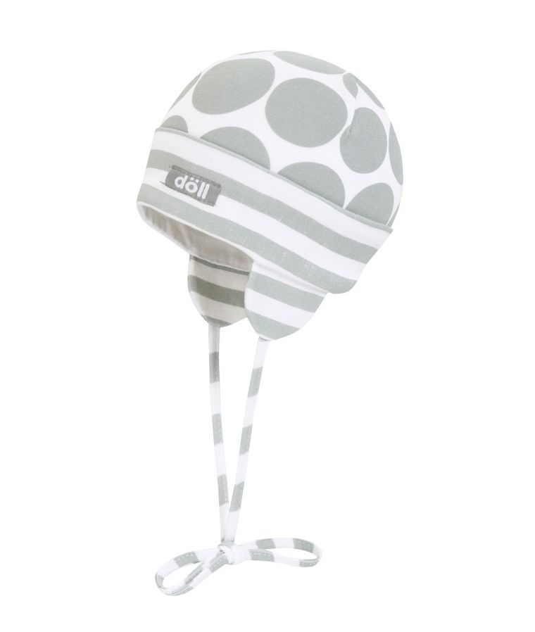 Czapka dziewczęca, biało-szara, Döll