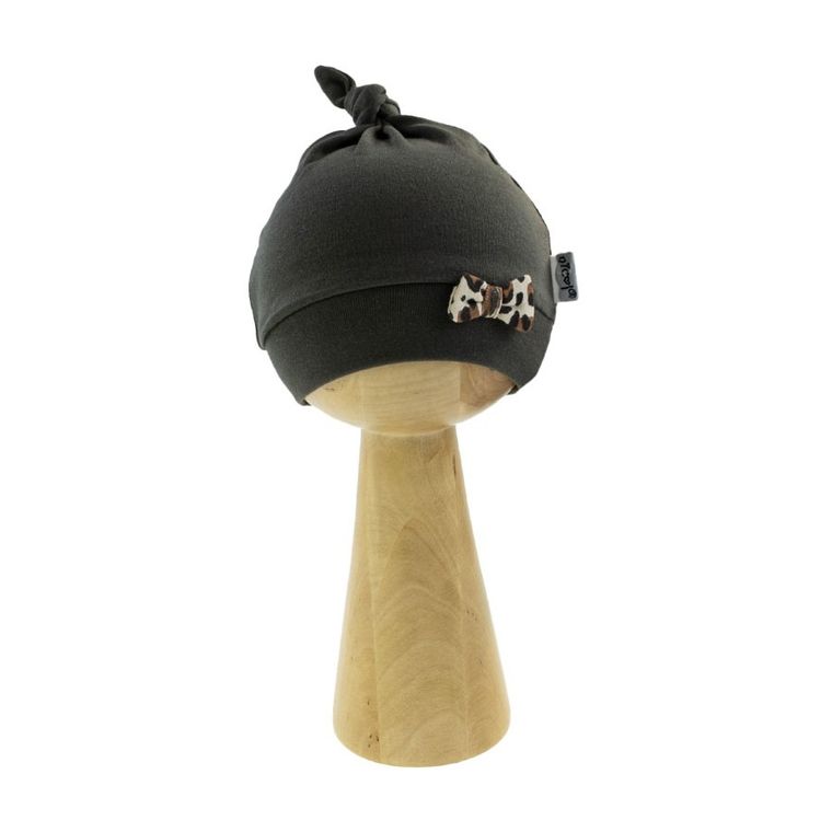 Czapka dziewczęca, brązowa, kokardka, Nicol