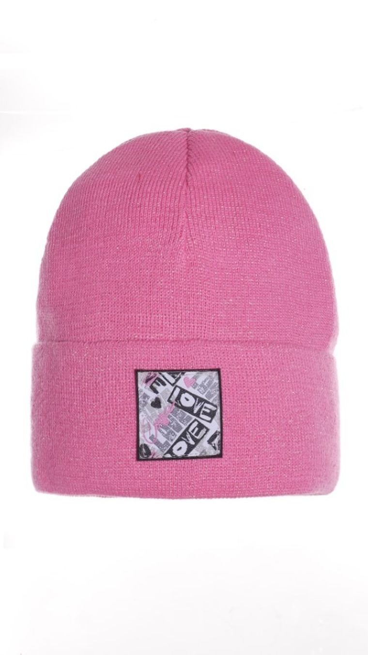 Czapka dziewczęca, ciemnoróżowa, Ambra