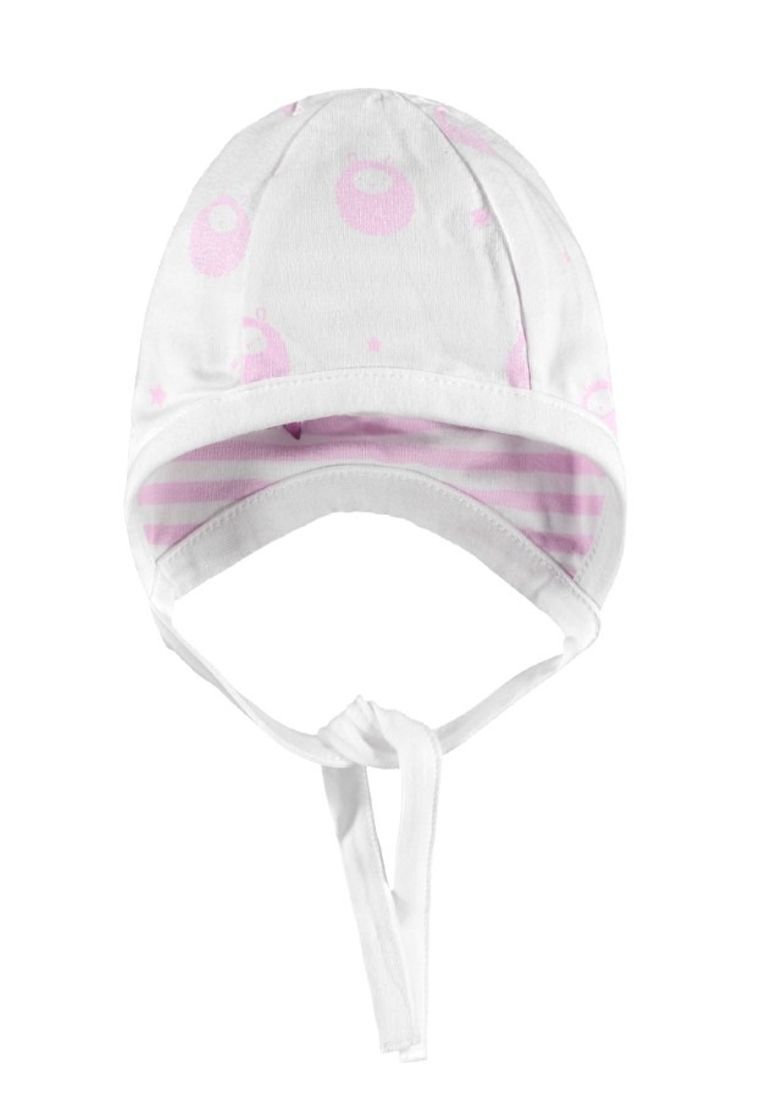 Czapka dziewczęca, dwustronna, różowo-biała, Bellybutton