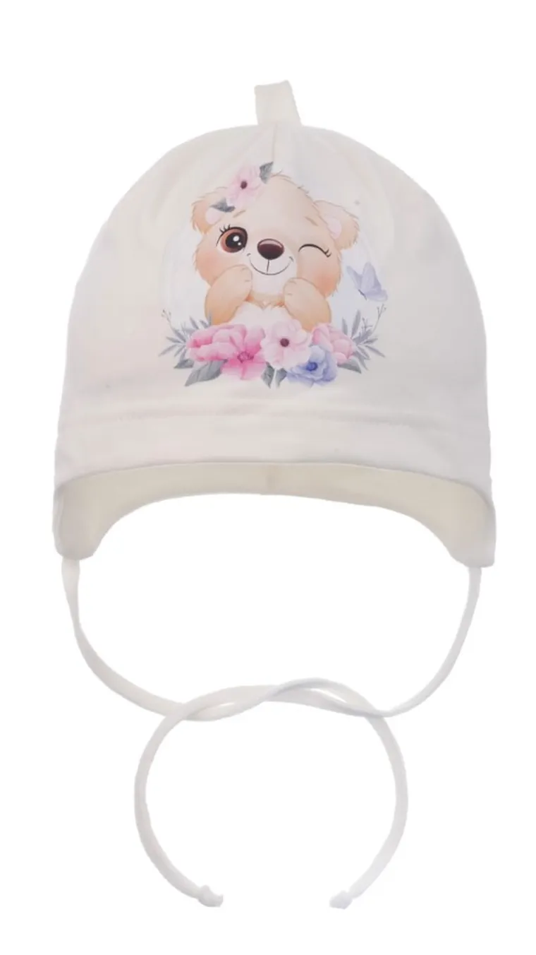 Czapka dziewczęca, ecru, Ambra