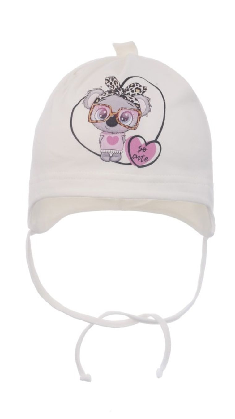 Czapka dziewczęca, ecru, Ambra