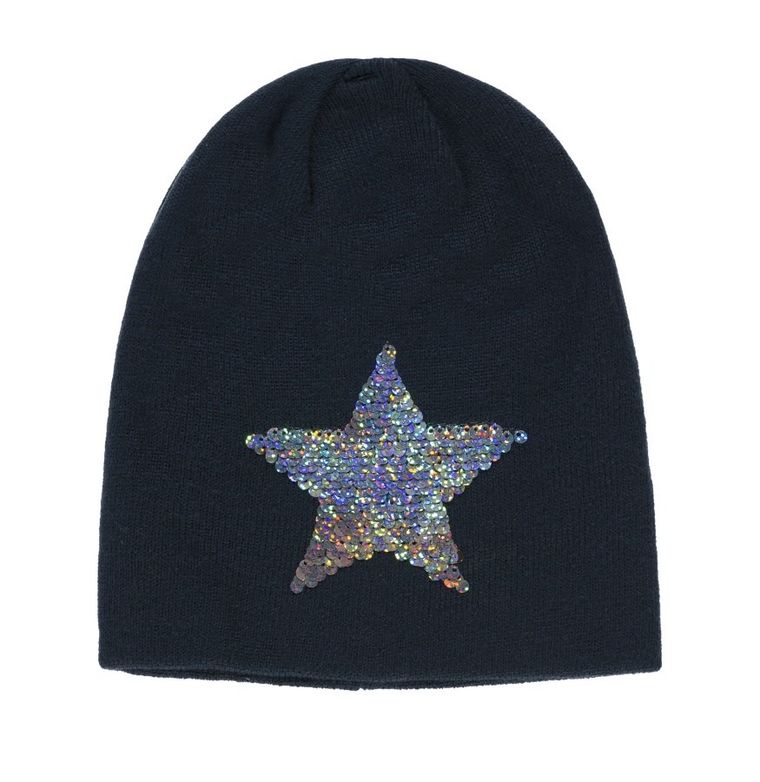 Czapka dziewczęca, granatowa, cekiny, Tom Tailor