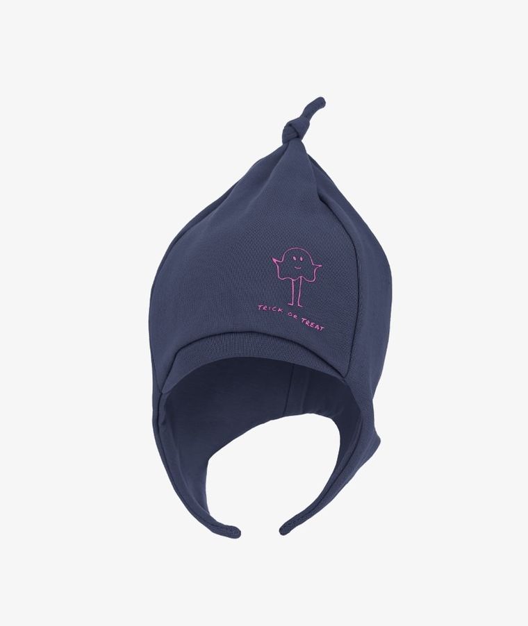 Czapka dziewczęca, granatowa, podwójna, Trick or treat, Iltom