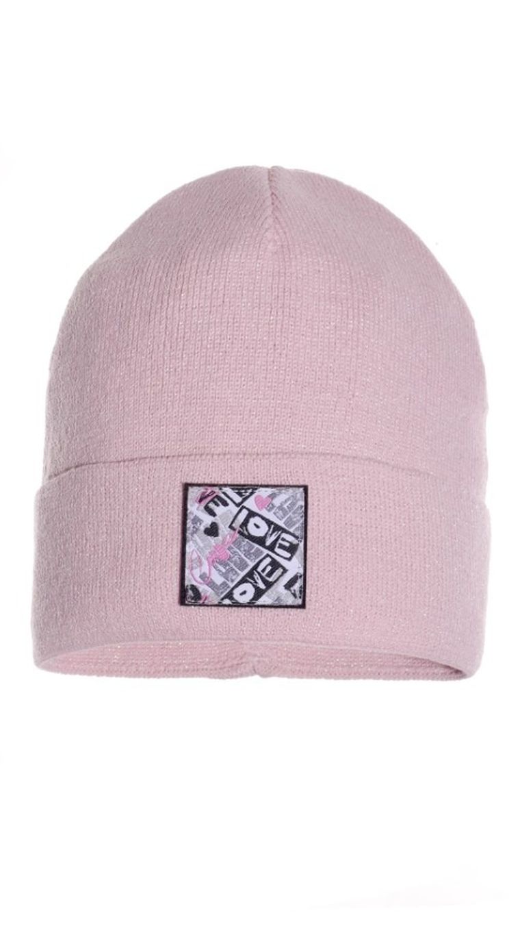 Czapka dziewczęca, jasnoróżowa, Ambra