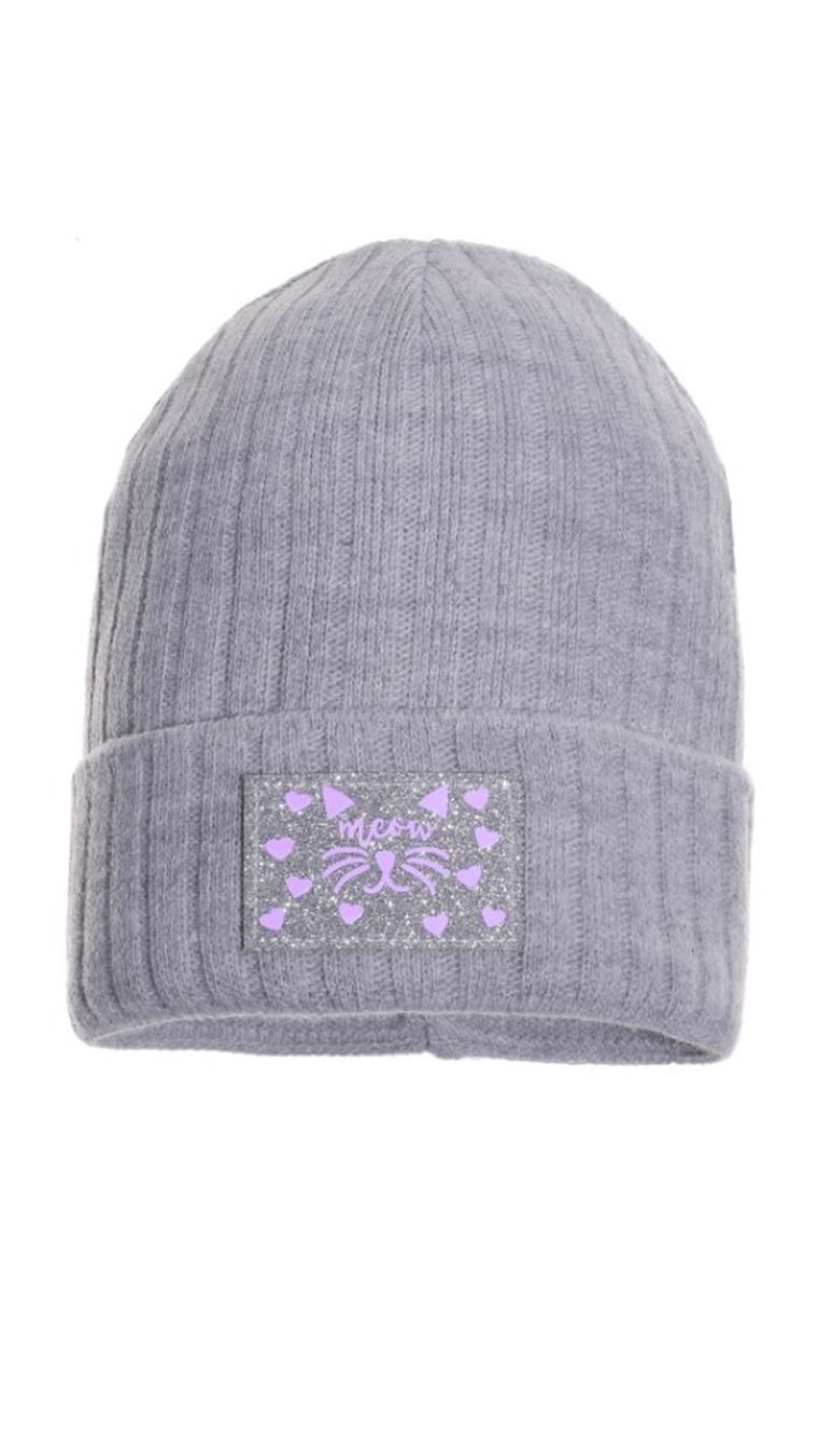 Czapka dziewczęca, jasnoszara, Ambra