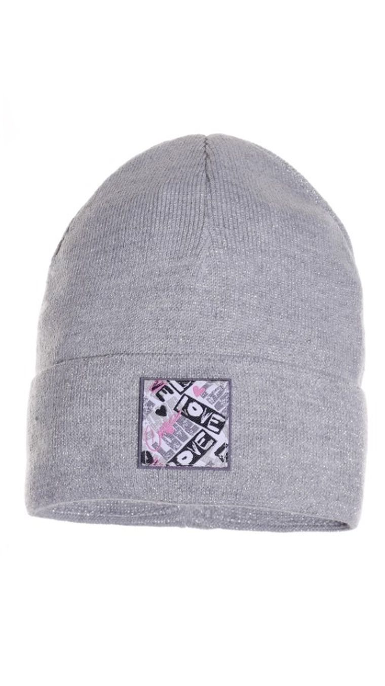 Czapka dziewczęca, jasnoszara, Ambra