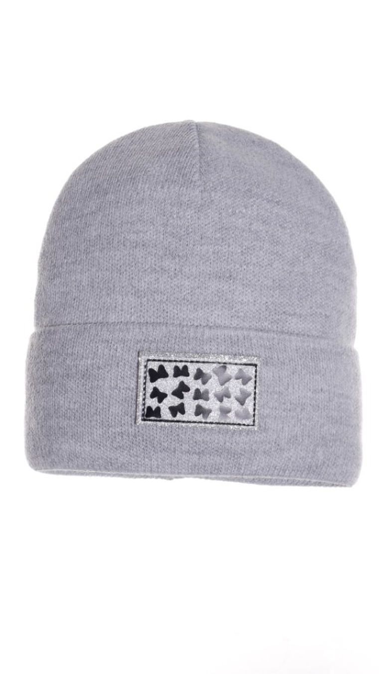 Czapka dziewczęca, jasnoszara, Ambra