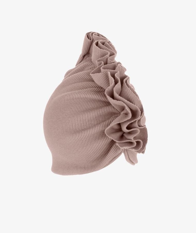 Czapka dziewczęca, prążkowana, brązowa, Iltom