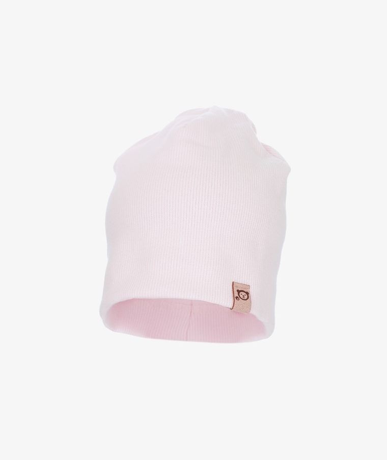 Czapka dziewczęca, prążkowana, różowa, Iltom