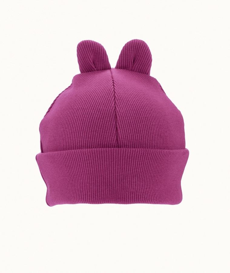 Czapka dziewczęca, prążkowana, różowa, Iltom