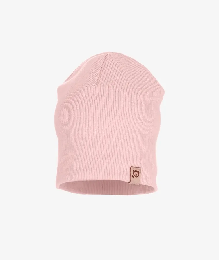 Czapka dziewczęca, prążkowana, różowa, smerfetka, Iltom