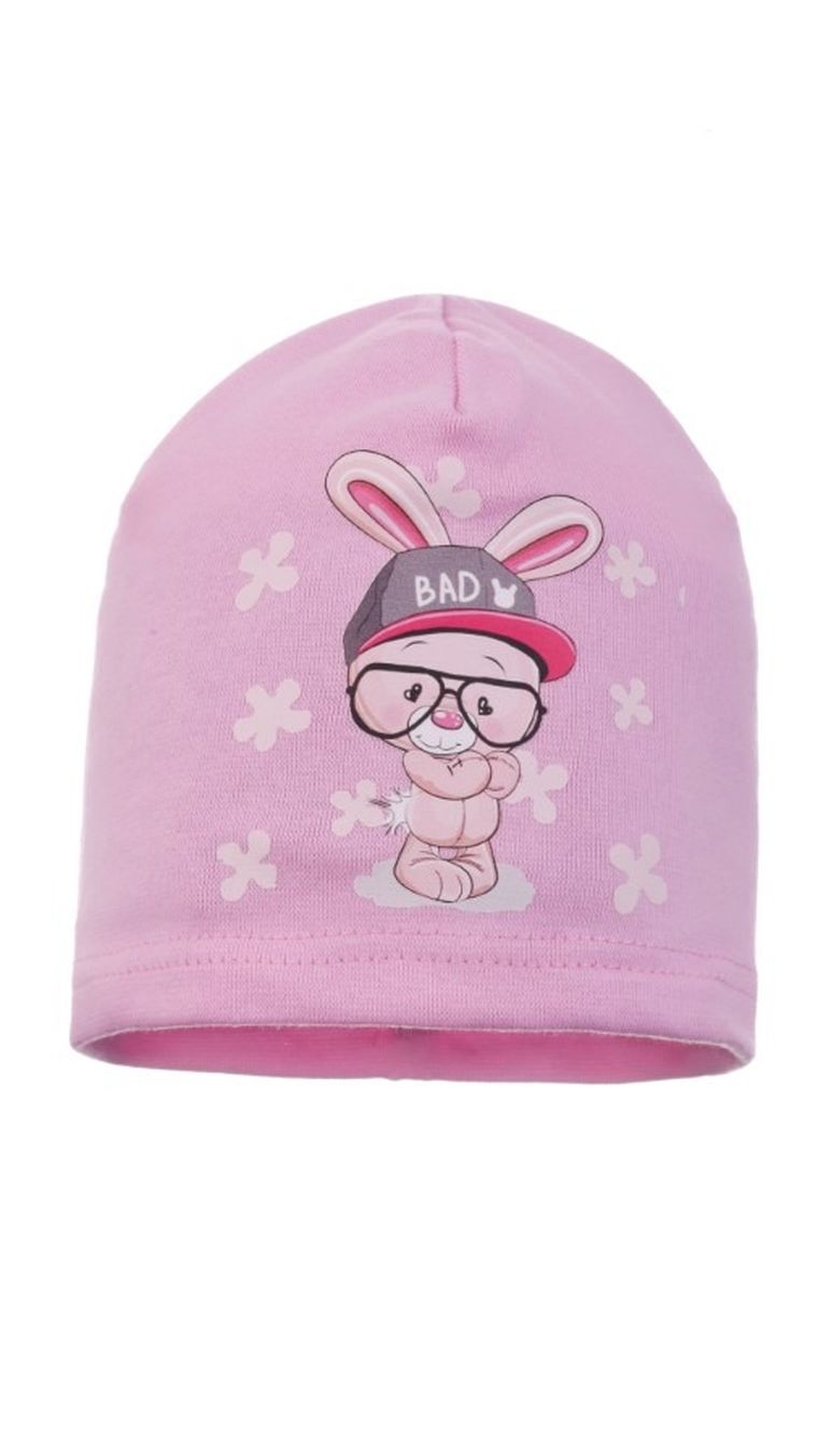 Czapka dziewczęca, różowa, Ambra