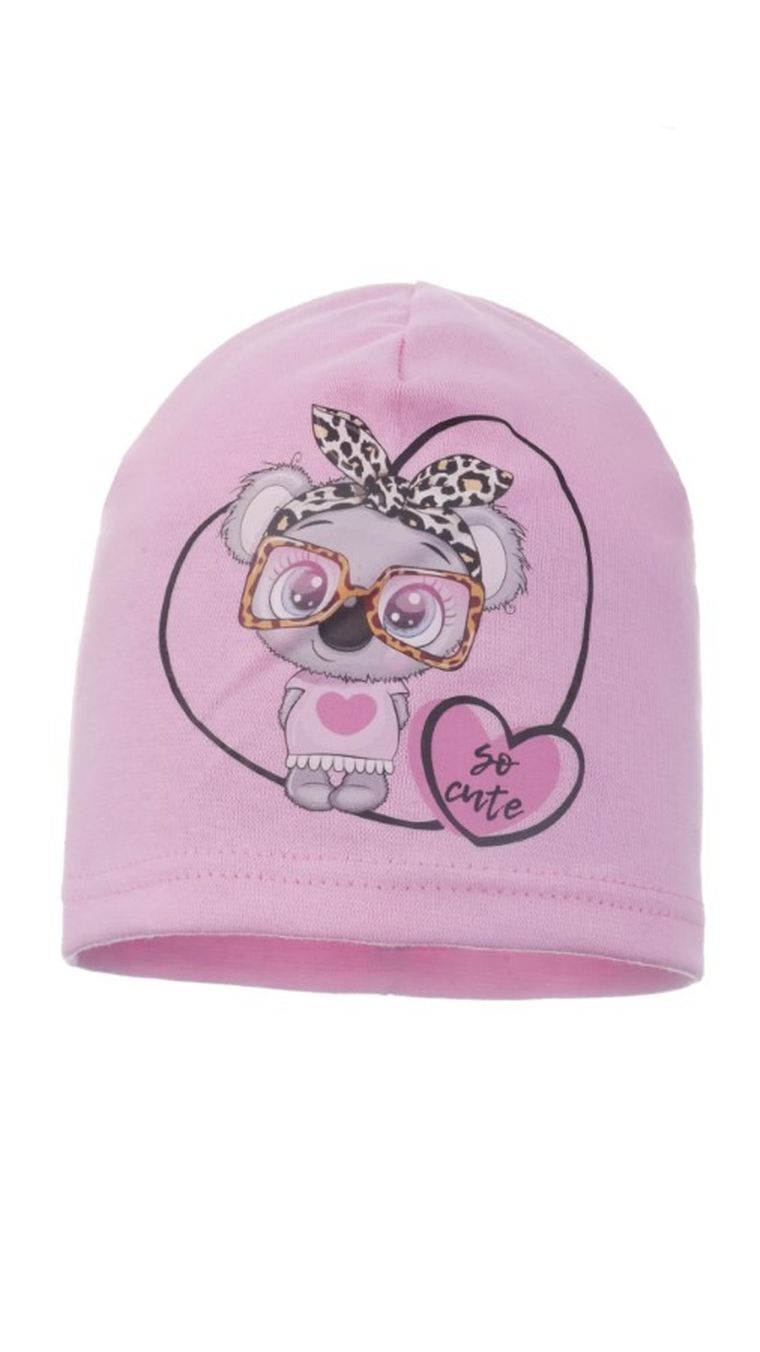 Czapka dziewczęca, różowa, Ambra