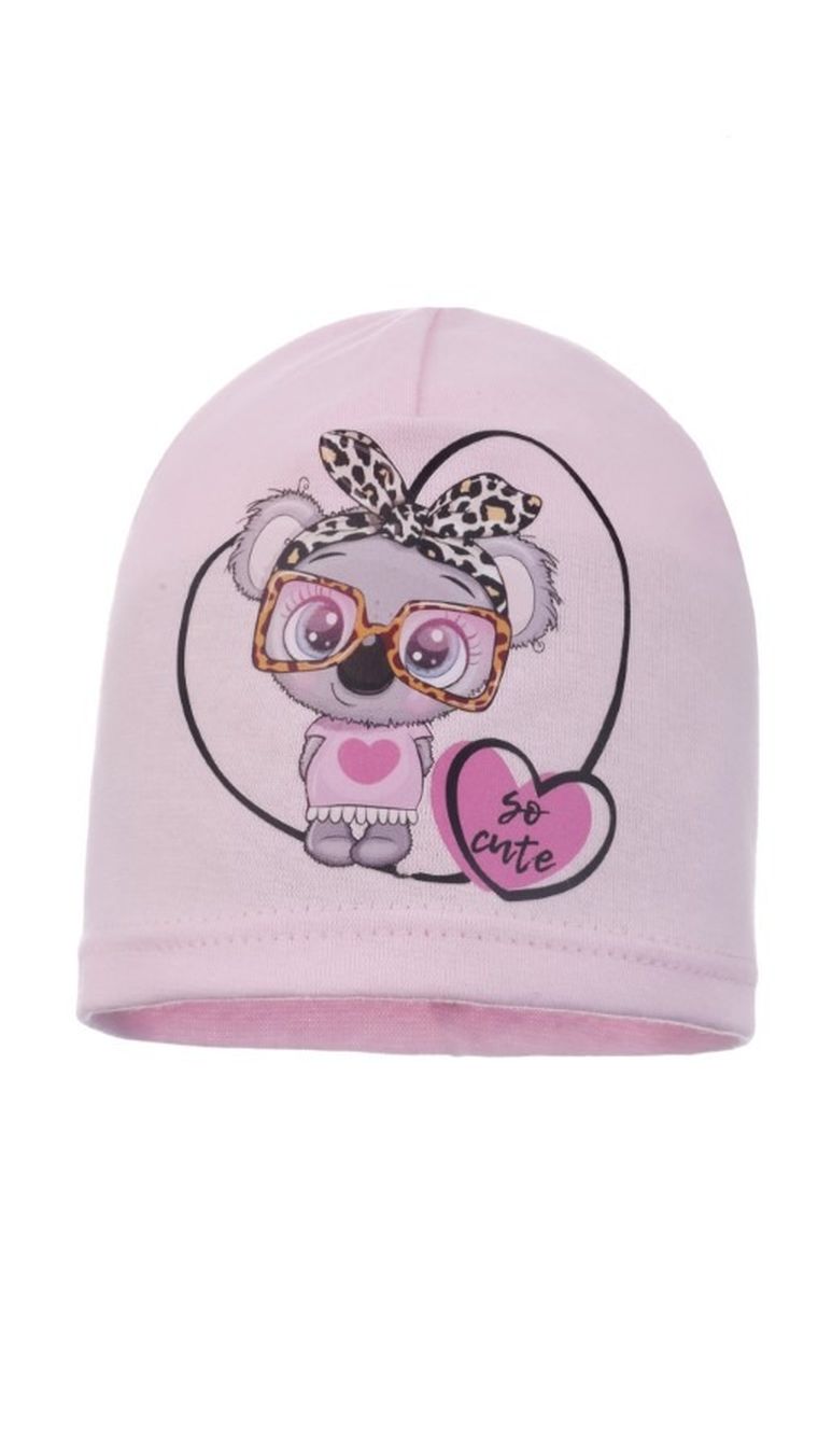 Czapka dziewczęca, różowa, Ambra