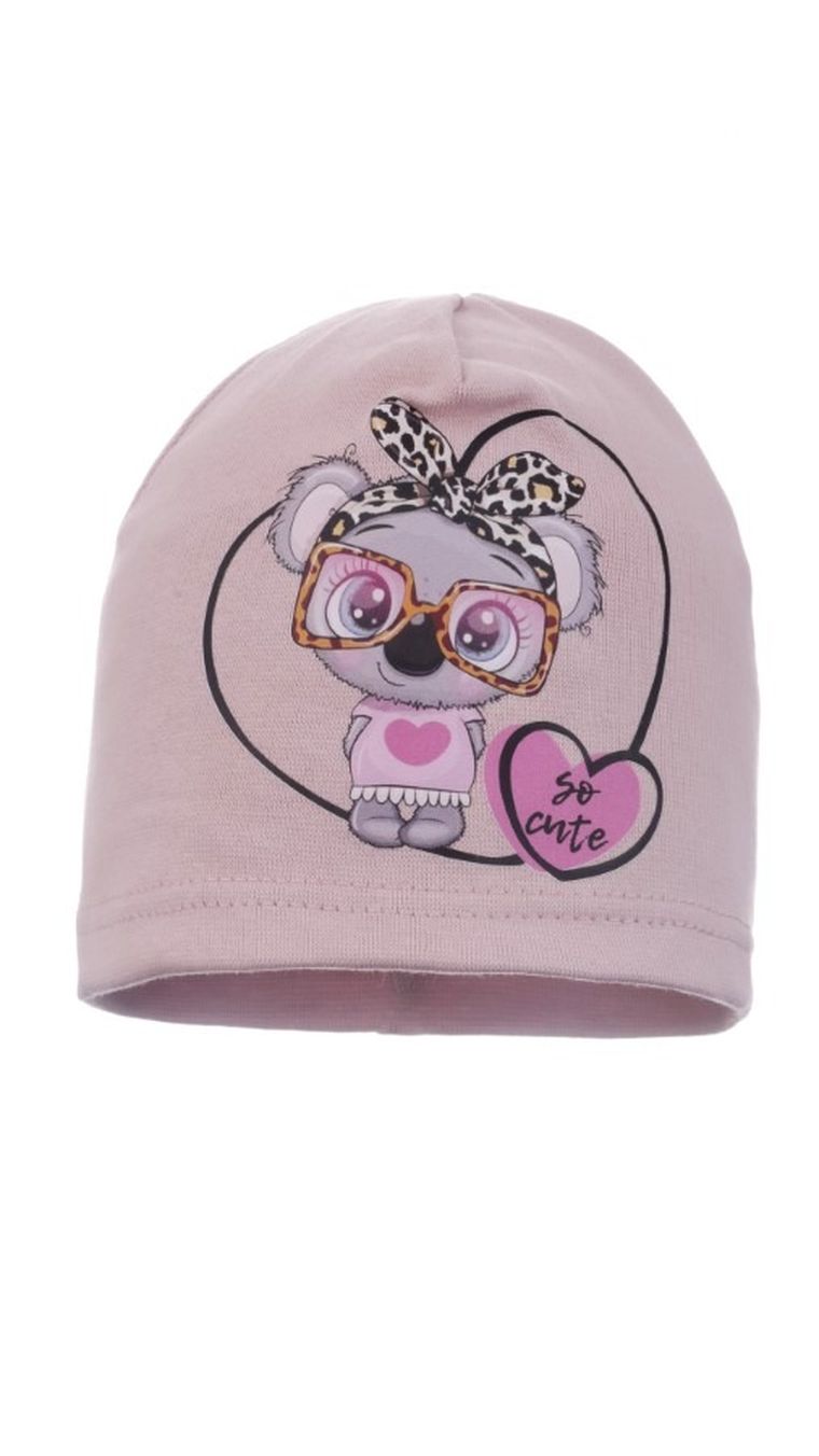 Czapka dziewczęca, różowa, Ambra