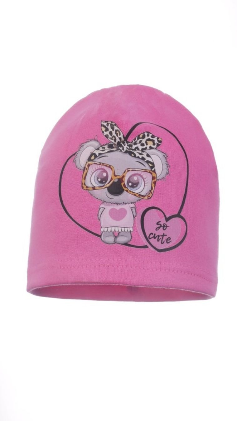 Czapka dziewczęca, różowa, Ambra