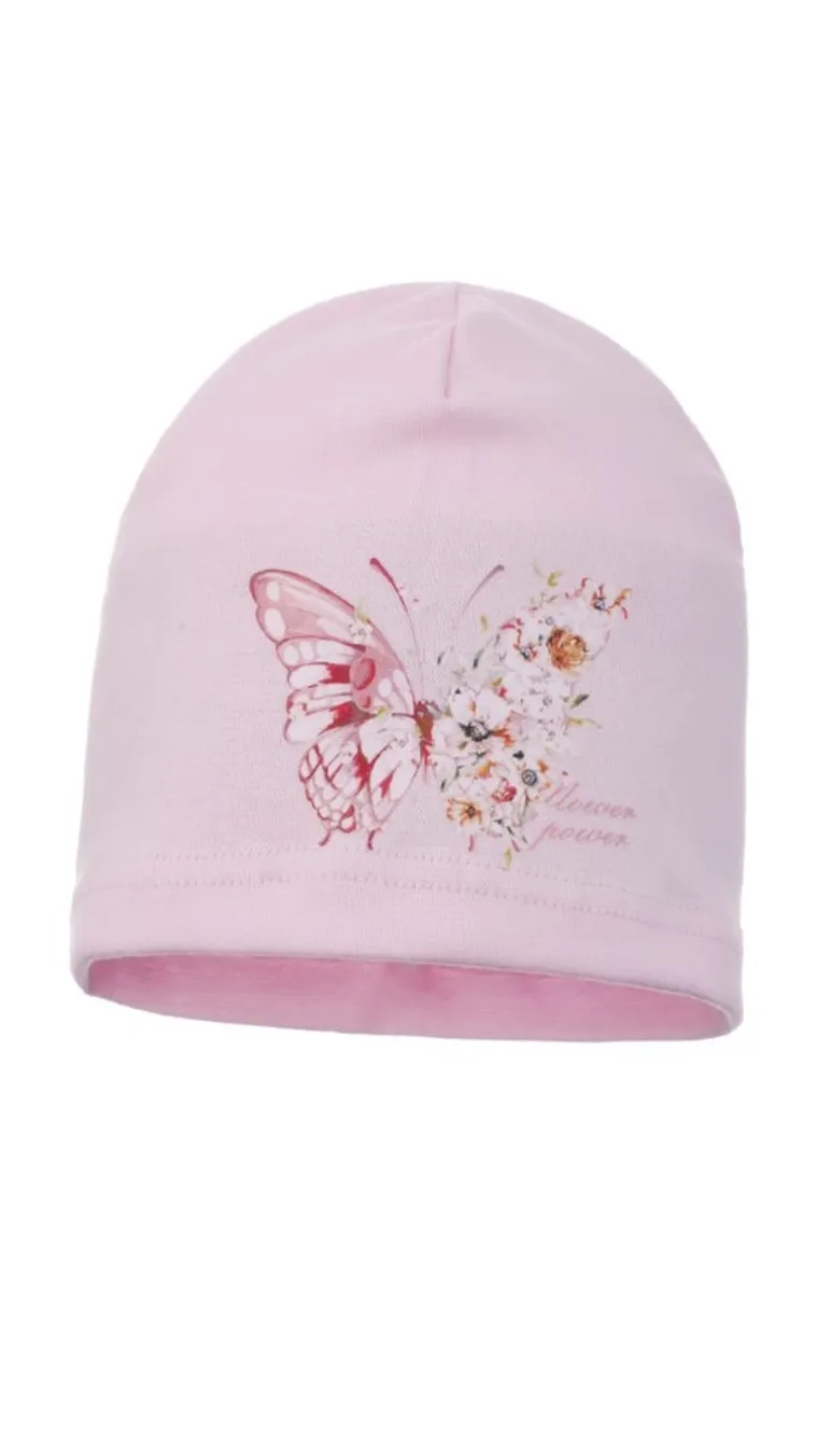 Czapka dziewczęca, różowa, Ambra